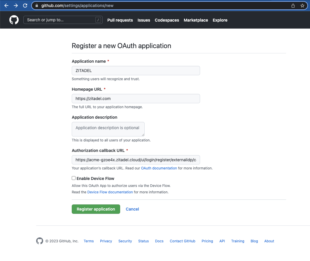 Register an OAuth application